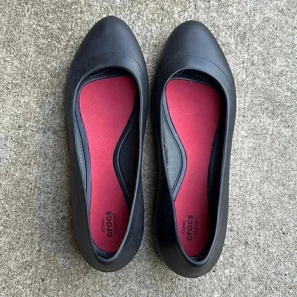 Crocs Lina Flats Black Comfort Shoes Women’s Size 9